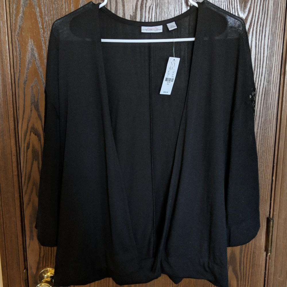 Black Lace Sleeve Cardigan